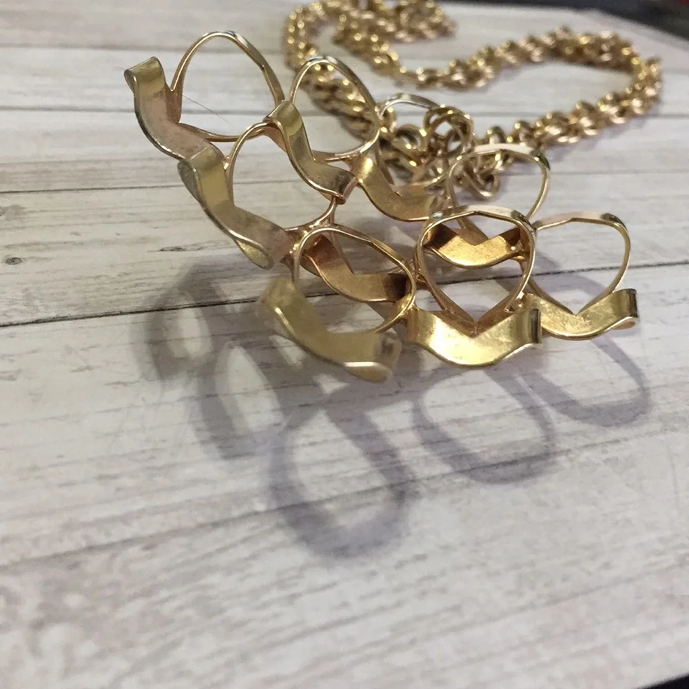 Vintage Bold Large Chunky Intricate Gold Pendant Necklace Statement Sculpture